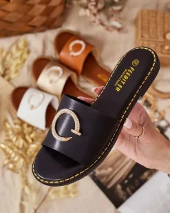 Royalfashion Damskie klapki na płaskiej podeszwie Omerta