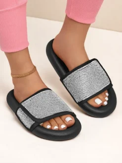 Royalfashion Damskie klapki na płaskiej podeszwie Sparkle Step