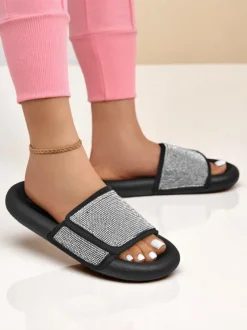 Royalfashion Damskie klapki na płaskiej podeszwie Sparkle Step