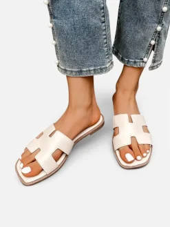 Royalfashion Damskie klapki na płaskiej podeszwie Eval