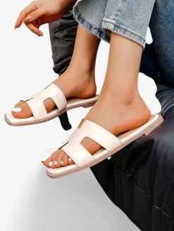 Royalfashion Damskie klapki na płaskiej podeszwie Eval