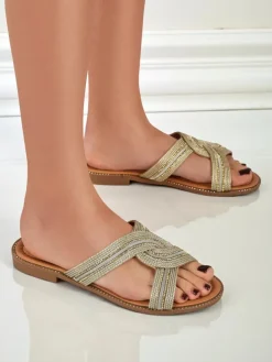 Royalfashion Damskie klapki plecione Woven Breeze