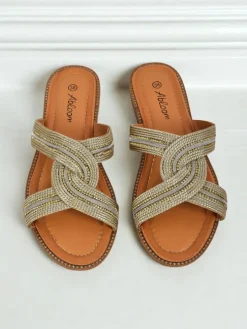 Royalfashion Damskie klapki plecione Woven Breeze