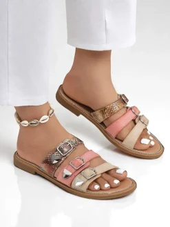 Royalfashion Damskie klapki na płaskiej podeszwie Snake Chic