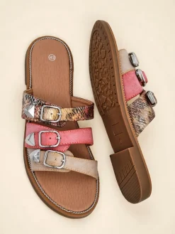 Royalfashion Damskie klapki na płaskiej podeszwie Snake Chic