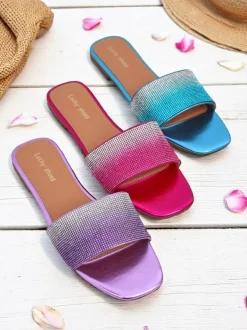 Royalfashion Damskie klapki z cyrkoniami ShinyGlow