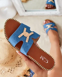 Royalfashion Damskie klapki na płaskiej podeszwie Ovore