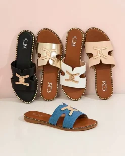 Royalfashion Damskie klapki na płaskiej podeszwie Ovore