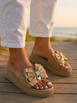 Royalfashion Damskie klapki na platformie z kokardką Sento Pace