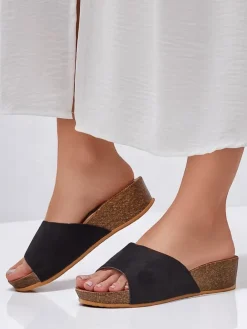 Royalfashion Damskie klapki na niskim koturnie Maderas