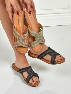 Royalfashion Damskie klapki plecione Woven Breeze