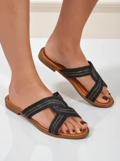 Royalfashion Damskie klapki plecione Woven Breeze