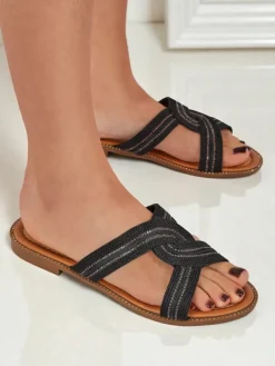 Royalfashion Damskie klapki plecione Woven Breeze