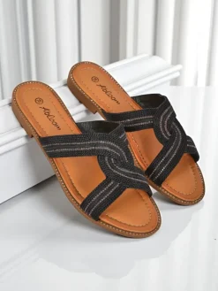 Royalfashion Damskie klapki plecione Woven Breeze