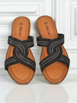 Royalfashion Damskie klapki plecione Woven Breeze