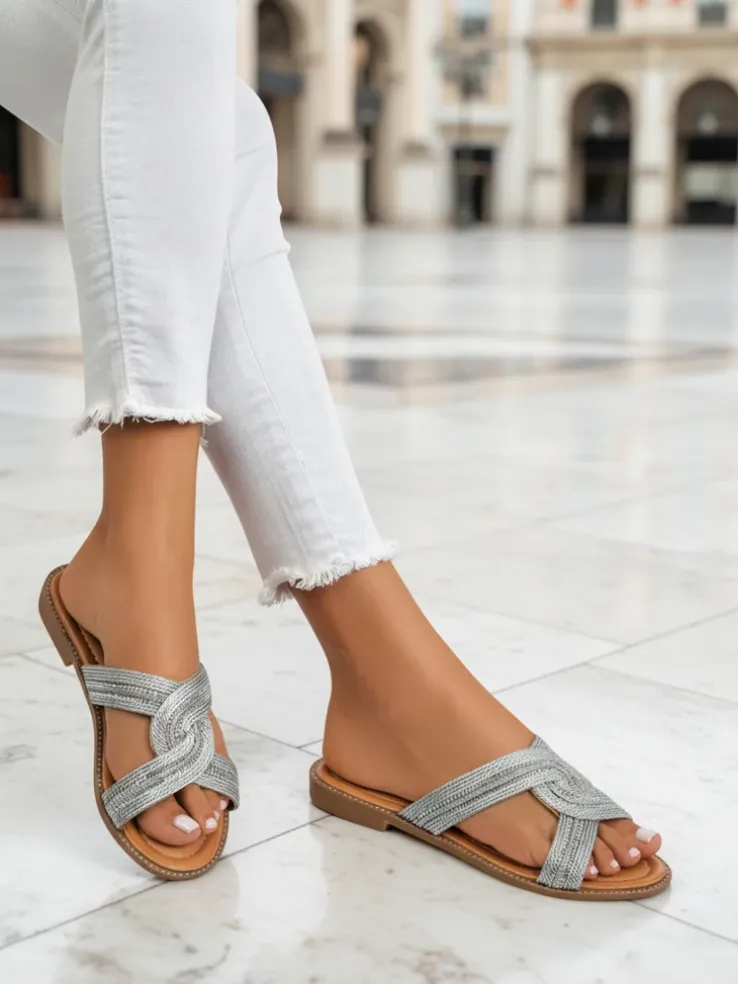 Royalfashion Damskie klapki plecione Woven Breeze