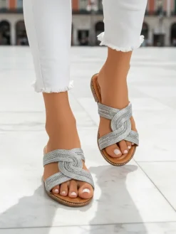 Royalfashion Damskie klapki plecione Woven Breeze