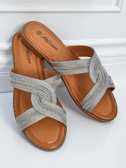 Royalfashion Damskie klapki plecione Woven Breeze