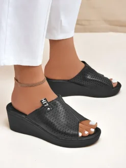 Royalfashion Damskie klapki na koturnie Luna Wedge