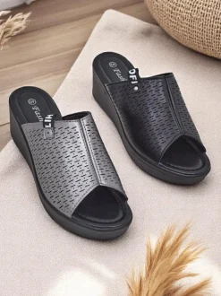 Royalfashion Damskie klapki na koturnie Luna Wedge