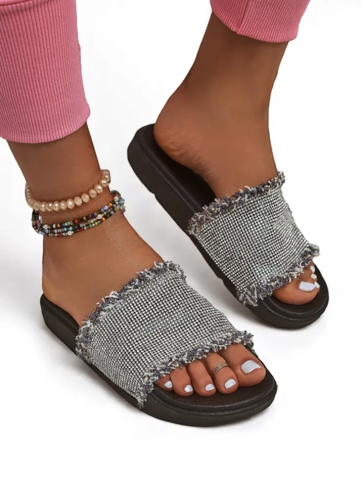 Royalfashion Damskie klapki na płaskiej podeszwie SparkleWalk