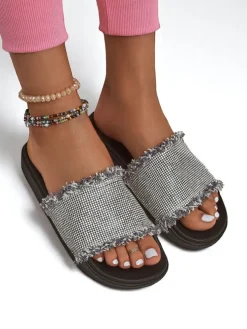 Royalfashion Damskie klapki na płaskiej podeszwie SparkleWalk