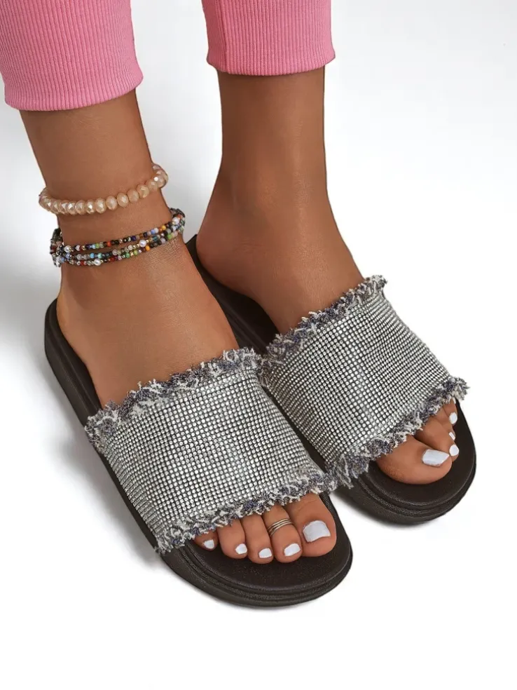 Royalfashion Damskie klapki na płaskiej podeszwie SparkleWalk