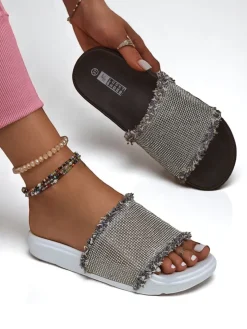 Royalfashion Damskie klapki na płaskiej podeszwie SparkleWalk