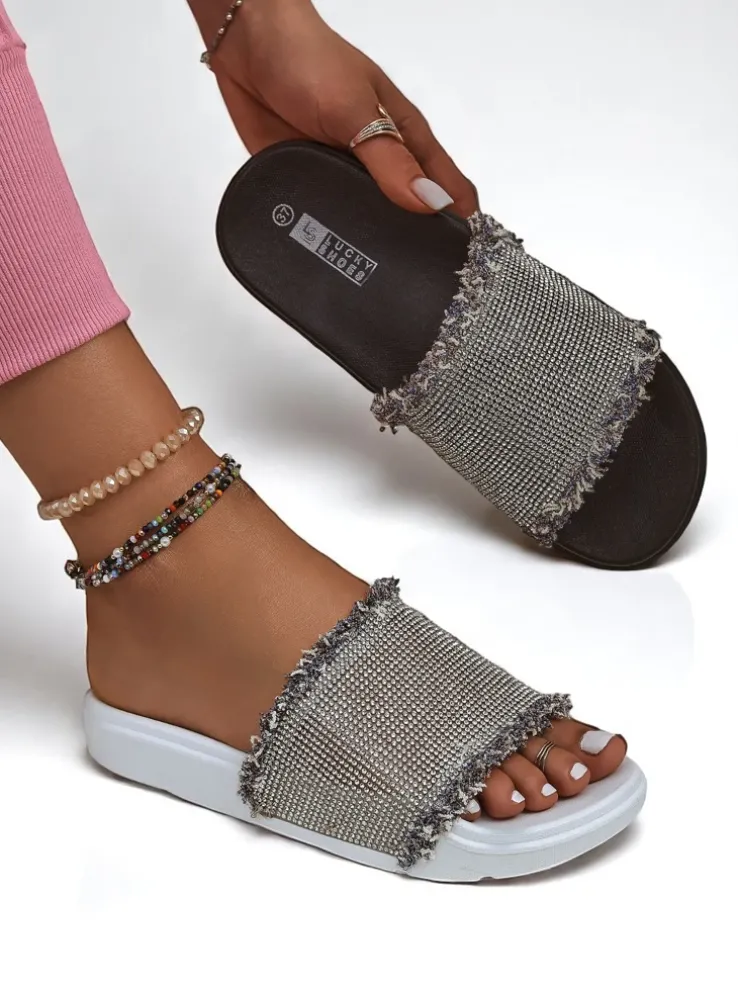 Royalfashion Damskie klapki na płaskiej podeszwie SparkleWalk