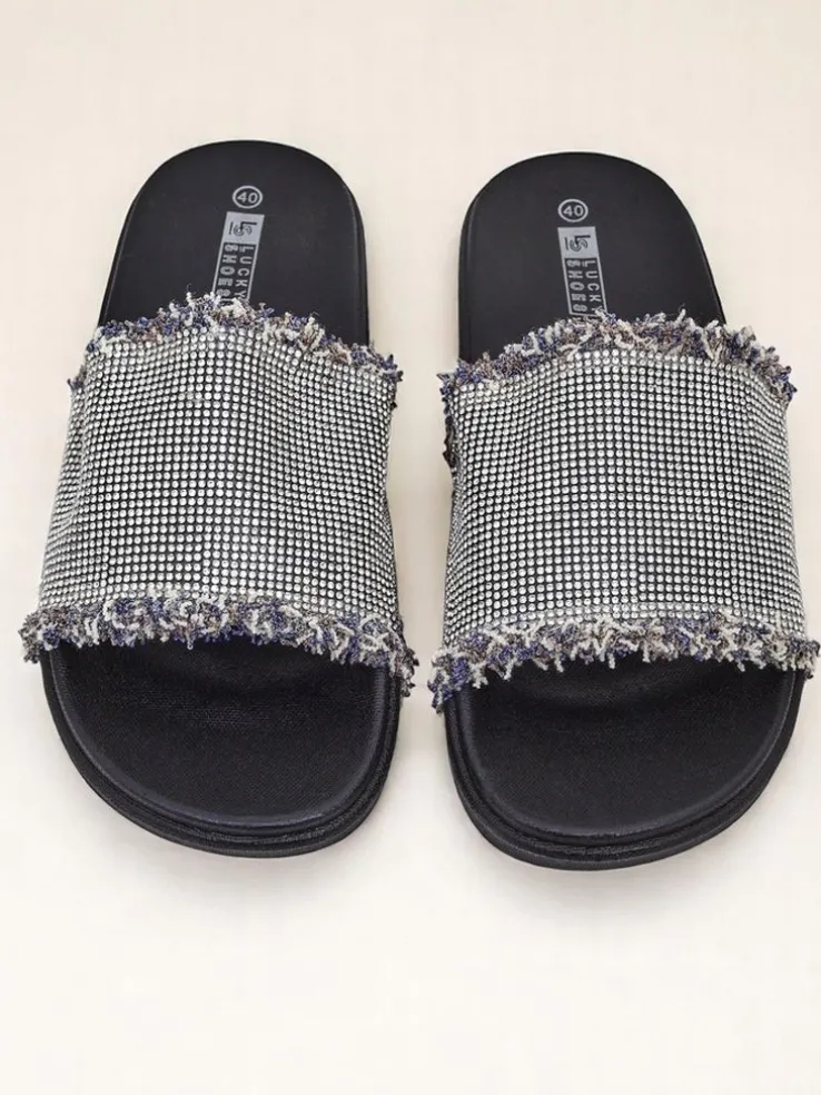 Royalfashion Damskie klapki na płaskiej podeszwie SparkleWalk