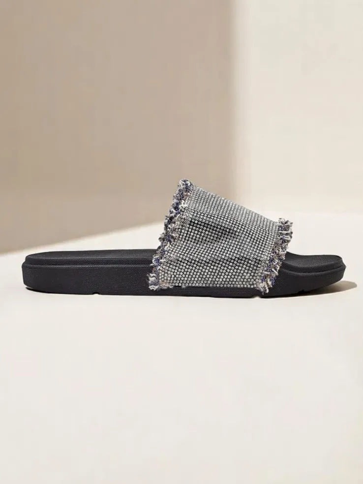 Royalfashion Damskie klapki na płaskiej podeszwie SparkleWalk