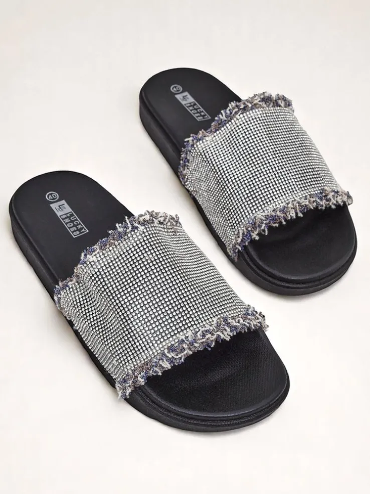 Royalfashion Damskie klapki na płaskiej podeszwie SparkleWalk