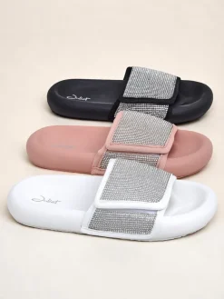 Royalfashion Damskie klapki na płaskiej podeszwie Sparkle Step