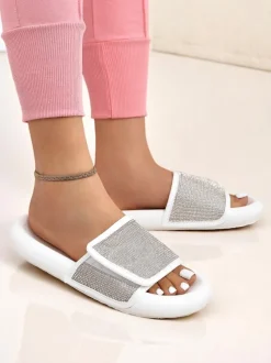 Royalfashion Damskie klapki na płaskiej podeszwie Sparkle Step