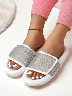 Royalfashion Damskie klapki na płaskiej podeszwie Sparkle Step