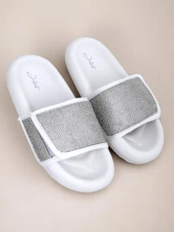 Royalfashion Damskie klapki na płaskiej podeszwie Sparkle Step