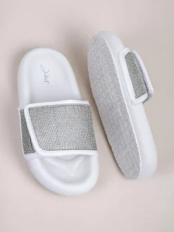 Royalfashion Damskie klapki na płaskiej podeszwie Sparkle Step