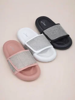 Royalfashion Damskie klapki na płaskiej podeszwie Sparkle Step