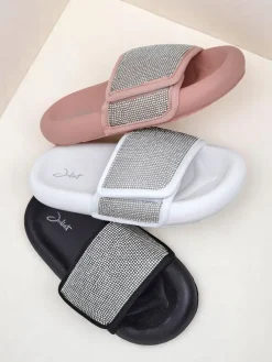 Royalfashion Damskie klapki na płaskiej podeszwie Sparkle Step