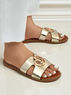 Royalfashion Damskie klapki na płaskiej podeszwie Glam Bliss