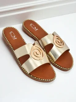 Royalfashion Damskie klapki na płaskiej podeszwie Glam Bliss