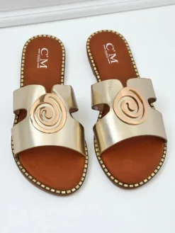 Royalfashion Damskie klapki na płaskiej podeszwie Glam Bliss