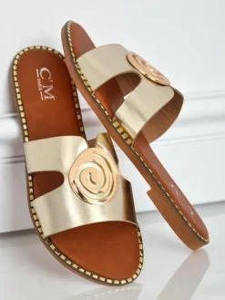 Royalfashion Damskie klapki na płaskiej podeszwie Glam Bliss