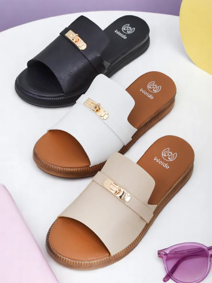 Royalfashion Damskie klapki na płaskiej podeszwie Raphsody