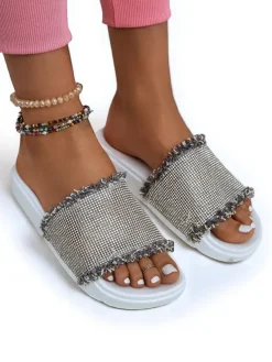 Royalfashion Damskie klapki na płaskiej podeszwie SparkleWalk