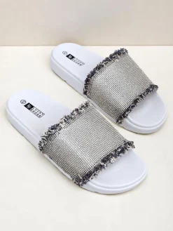 Royalfashion Damskie klapki na płaskiej podeszwie SparkleWalk