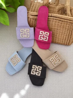 Royalfashion Damskie klapki na płaskiej podeszwie Zamila