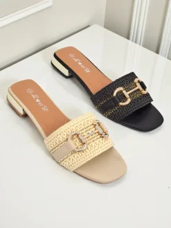 Royalfashion Damskie klapki plecione z ozdobą Aeterna