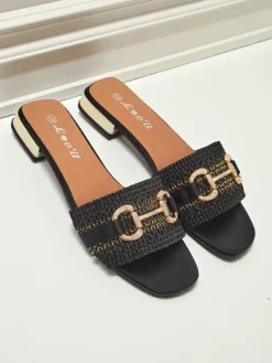 Royalfashion Damskie klapki plecione z ozdobą Aeterna