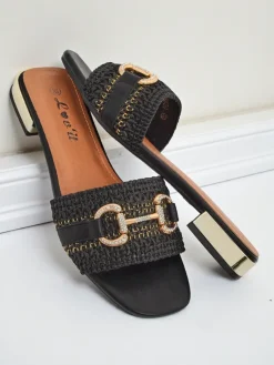 Royalfashion Damskie klapki plecione z ozdobą Aeterna